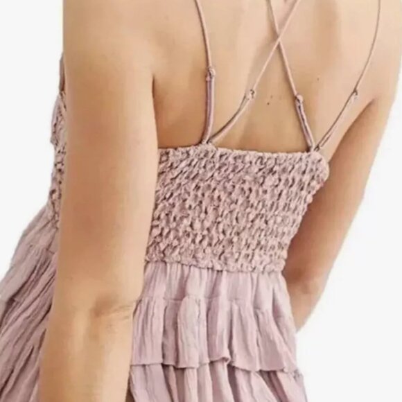 Free People Adelle Cami Mauve Lace Top Summer Sexy Comfy -NWT MSRP $68 - Picture 3 of 4